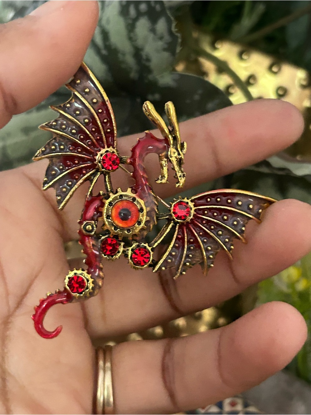 Red Dragon Crystal Brooch - Women's Jewelry